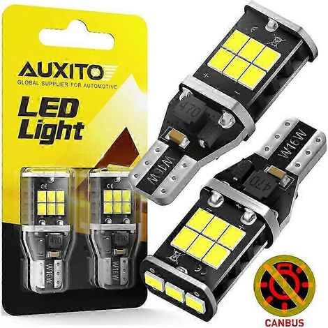Rétroéclairage LED Canbus T15 T16 W16W, réf. 2st, 12V, 6000K, pour l'éclairage et le remplacement dans les véhicules.-AquaForge (1/5)