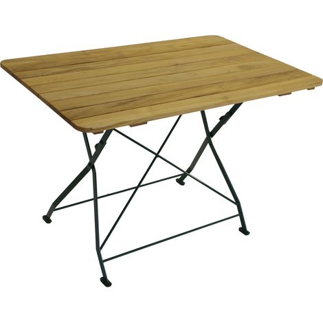Klapptisch BAD TÖLZ 70x110cm rechteckig, Flachstahl grün + Robinie