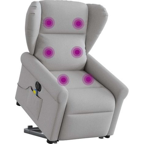 Massagesessel mit Aufstehhilfe Elektrisch Wolkengrau Stoff
