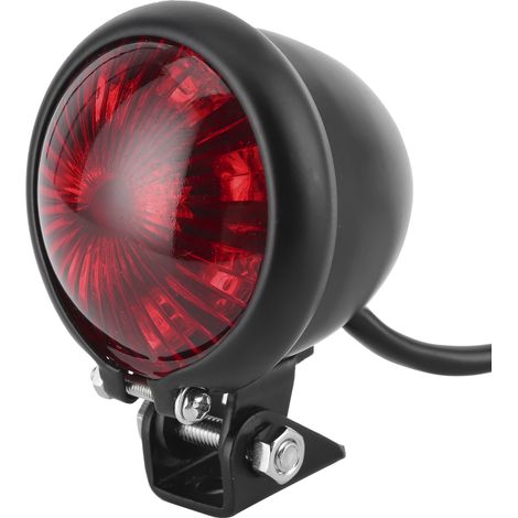 Universelle 12V-LED-Rückleuchte mit Blinklicht für Motorräder, schwarz mit roter Linse, inklusive Befestigungsstange und Schrauben (1/5)