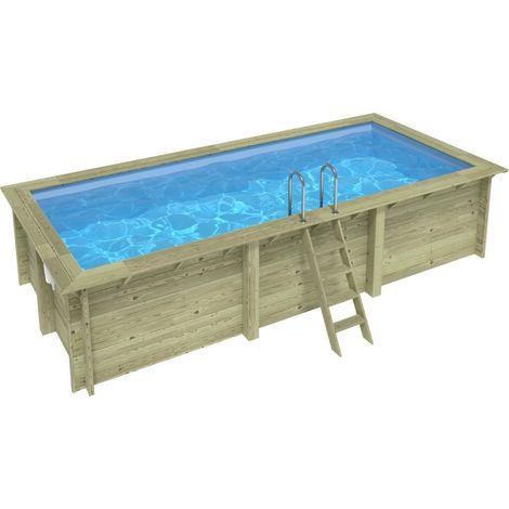 Piscine en bois Aqua 6,1x2,85 - H.1,31 m cadre en métal, sans dalle béton