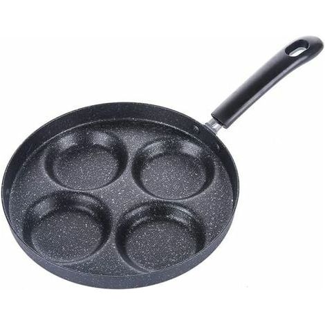 Poêle À Crêpes - 24 Cm - 4 Alvéoles - Antiadhésif - Aluminium - Pour Cuisinière À Gaz - Noir - 1 Pièce