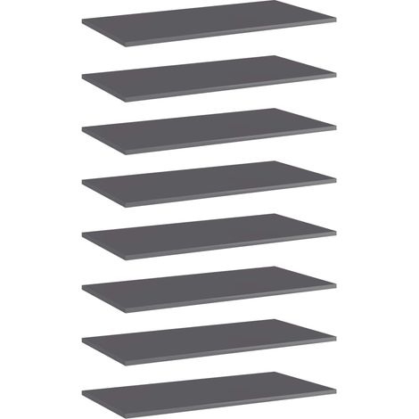 Bücherregal-Bretter 8 Stk. Hochglanz-Grau 80x40x1,5 cm vidaXL