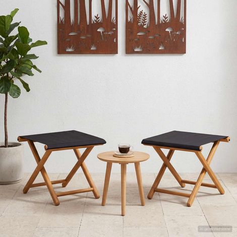 vidaXL Lettino 2 pcs Legno di Eucalipto Massello Nero