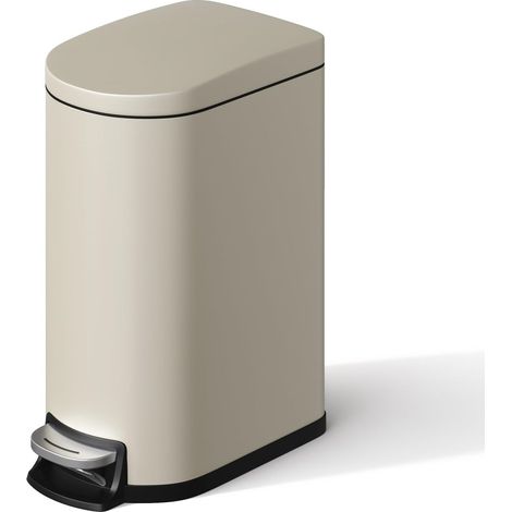 Poubelle à pédale 10L, Acier inoxydable, Couvercle à fermeture silencieuse, Idéal cuisine & bureau, Gris (1/5)