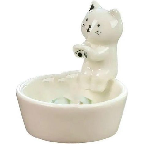 Porte-bougie en forme de pattes de chat, brûleur d'encens en forme de cône en forme de chat, plateau à encens, porte-encens en céramique pour cônes et bâtonnets d'encens (1/5)