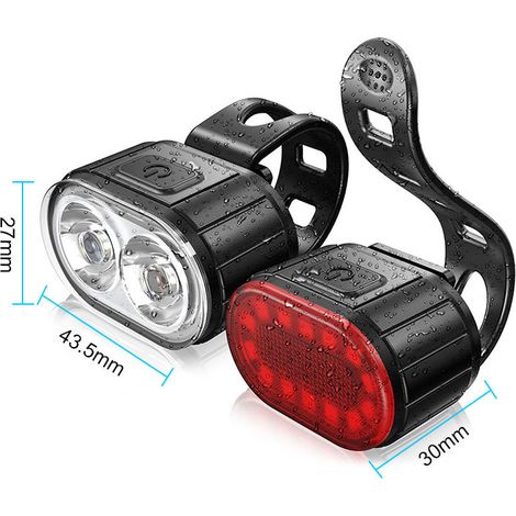 Juego de luces recargables por USB para cascos de bicicleta de montaña o de carretera, con luz delantera y trasera Q3 (1/5)