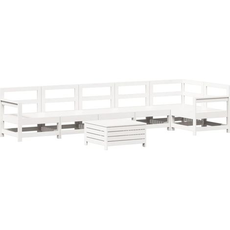 Maison Exclusive - Set Divani da Giardino 7 pz Bianco in Legno Massello di Pino