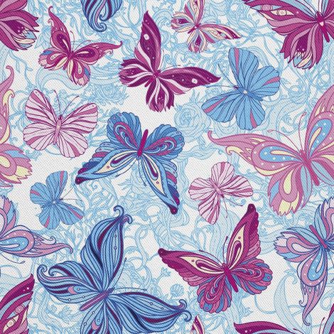 Tela decorativa para exteriores tipo oxford - motivo de mariposas rosas y azules I DX393 (1/5)