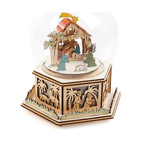 Small Foot 11389 Campana Luminosa Presepe con Carillon, in Legno, con Luce e Melodia Natalizia Illuminazione, Multicolore (1/4)