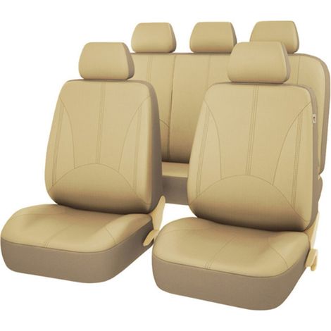 Komplettes Set aus 9 universellen, atmungsaktiven Autositzbezügen aus Leder, Innenausstattung für Pkw und SUVs.