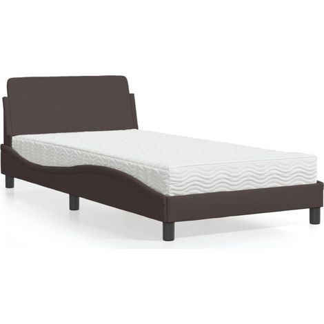 Bett mit Matratze Dunkelbraun 100x200 cm Stoff vidaXL467326 (1/5)