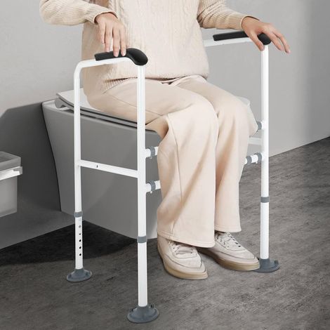 Toilette Schiene, Toilette Support Frame,Toilette Sicherheitsschienen für ältere Menschen, Gewichtsbelastung 249.1lbs, WC-Aufstehhilfe Sicherheitsgestelle mit Griffen, Anti Rutsch Matte