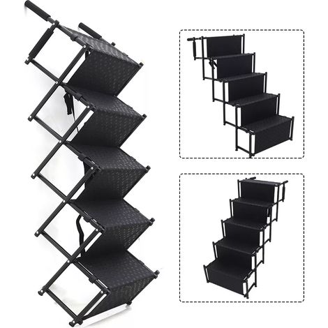 5-Step Folding Pet Stairs Ramp Large Dog Steps Ladder for Car Trucks SUV 130lb (1/5)