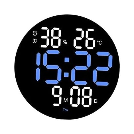 Orologi da parete, orologio radiocontrollato, orologio digitale, orologio da bagno, orologio elettronico a LED, orologio da parete con telecomando per decorazioni domestiche, blu
