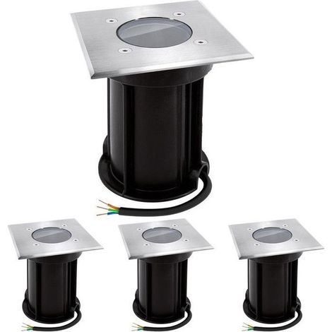Lot de 10 spots encastrables sol inox 304, IP65 étanche, GU10 15 W, pour extérieur jardin terrasse