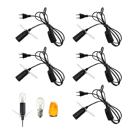 Switch Cable for E14 Salt Lamps: Socket 6ft Long and EU Plug for Living Room Bedroom Office (Black) (1/5)