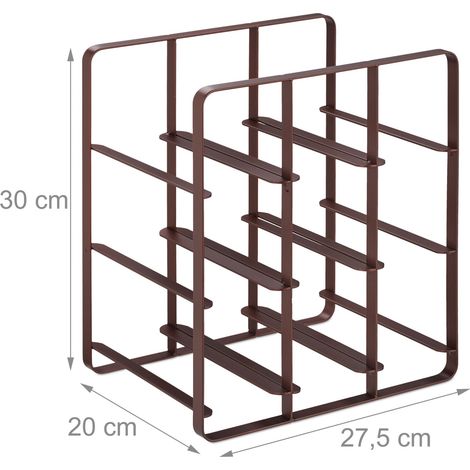 Portabottiglie moderno 9 bottiglie 60 x 25 x 25 cm design elegante finitura metallo marrone 130013947