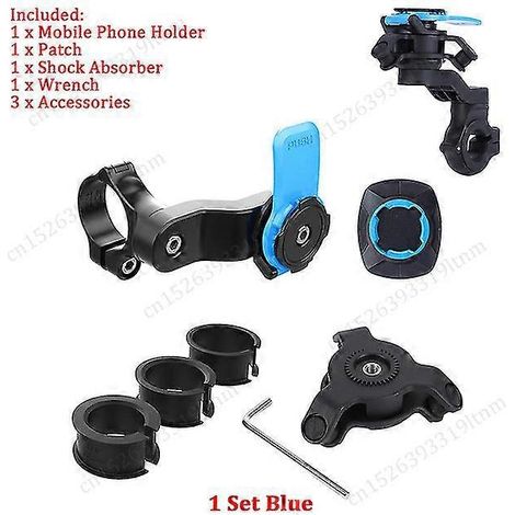 Motorrad-Handyhalterung mit Stoßdämpfer, Vierfachverriegelung, stoßfester Lenkerhalterung – 1 Set, Blau