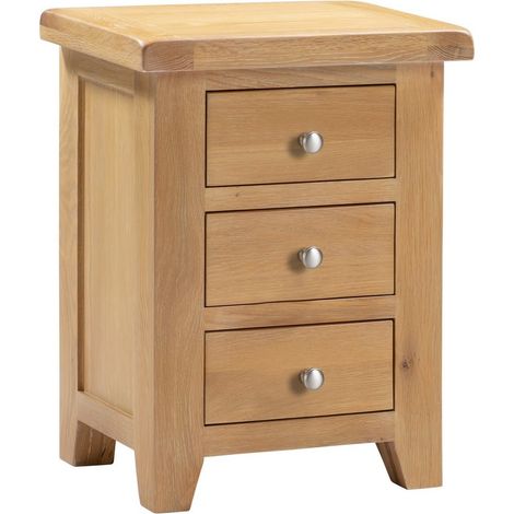 Windsor 3 Drawer Bedside - L37 x W47 x H62.5 cm - Natural Oak