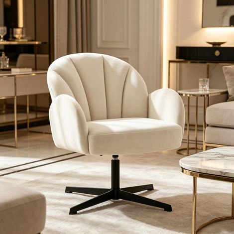 Sillón giratorio con forma de concha, silla de acento, sillón moderno, sillón giratorio de diseño (solo con 1 pieza de sillón giratorio) (1/5)