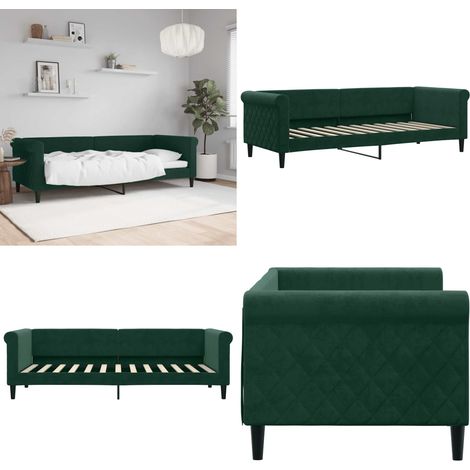 vidaXL Lit de repos sans matelas vert foncé 80x200 cm velours (1/5)