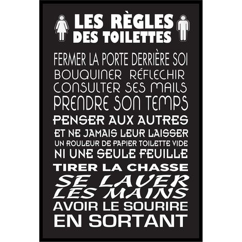 Affiche encadrée règles des toilettes typographie moderne fond sombre (1/5)