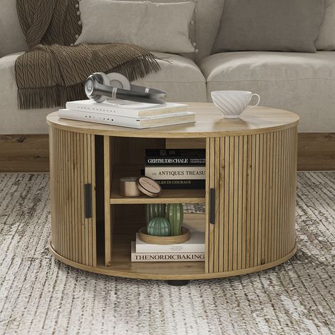 Couchtisch Selva, Eiche, 80 x 80 cm mit Schiebtür, Vicco