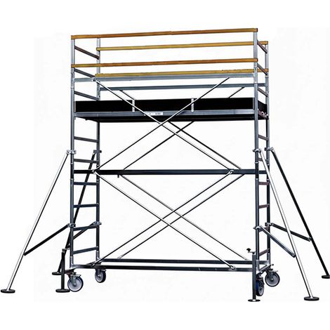 Trabattello acciaio 1 piano - Altezza max. di lavoro 3,80m - SUP-HD-02