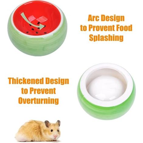 Mangeoire en Céramique pour Rongeur Gamelle pour Petits Animaux Gamelles en Céramique pour Hamster Cochon d'Inde Gerbilles Bac à Manger Gamelle pour Eau Anti-Morsure (1/4)