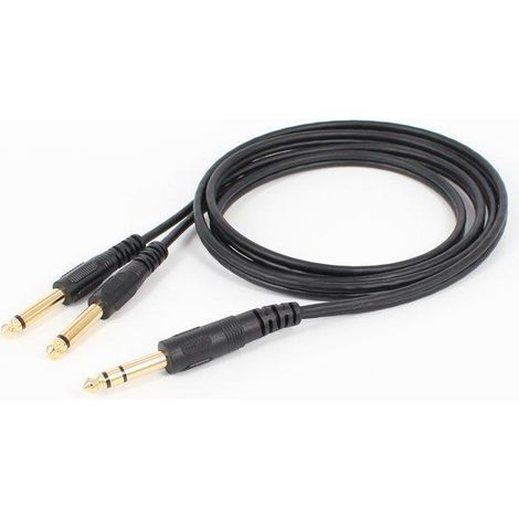 Vergoldetes 6,35-mm-Klinkenstecker-Zweikanal-auf-Zweikanal-6,35-mm-Klinkenstecker-1-zu-2-Audio-Adapterkabel für elektronisches Keyboard, Mischpult, Verstärker (1/5)