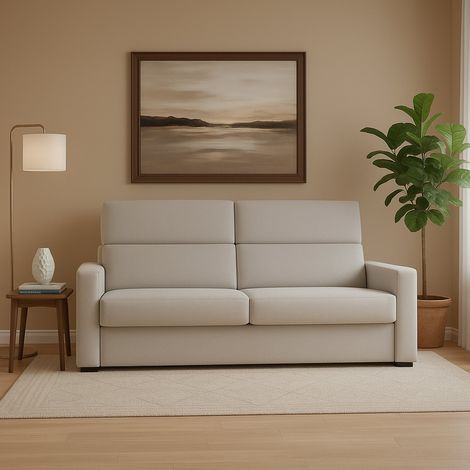 Dmora - Sofá fijo 3 plazas Ozegna, Sofá lineal para salón, acolchado, desenfundable, calidad 100% Made in Italy, 220x95 h100 cm, Gris claro (1/4)