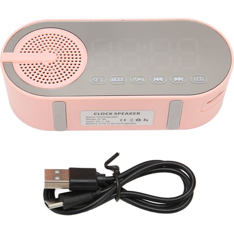 Réveil numérique miroir LED Bluetooth haut-parleur, radio FM, double alarme, horloge de chevet pour chambre et bureau. (1/5)