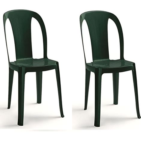 Set di 2 Sedia da Esterno in Resina verde bosco Impilabile Leggera e Robusta Design Qualità Made in Italy sca-b Tiuana Ideale per Giardino Bar e Ristorante