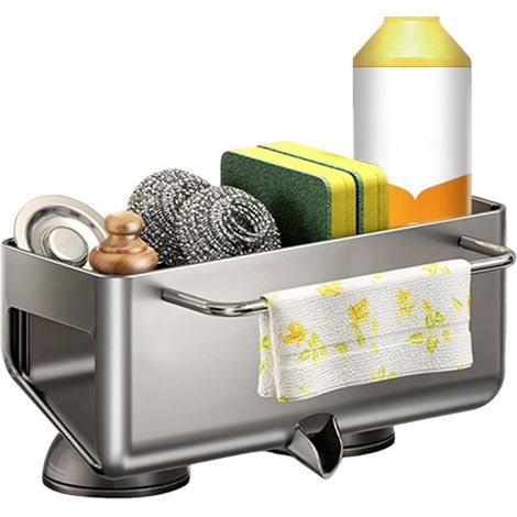 steel sink sponge holder strong suction drain rack kitchen