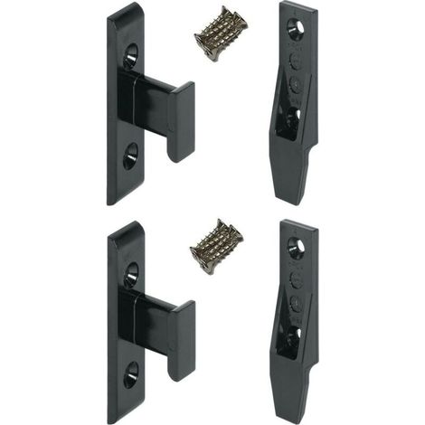 Kit de ferrures d'assemblage pour meuble – 2 mâles et 2 femelles en plastique – 8 vis en acier – Pour fixation portes et placards bois