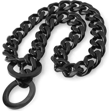 Chaîne de collier pour chien en or avec boucle en acier, chaîne à maillons cubains en acier inoxydable (noire, 66 cm) (1/5)
