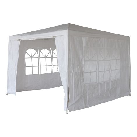 BIRCHTREE 3X3M Outdoor PE Gazebo Patio Shade Canopy Waterproof 4 Pieces Sidewalls White (1/5)