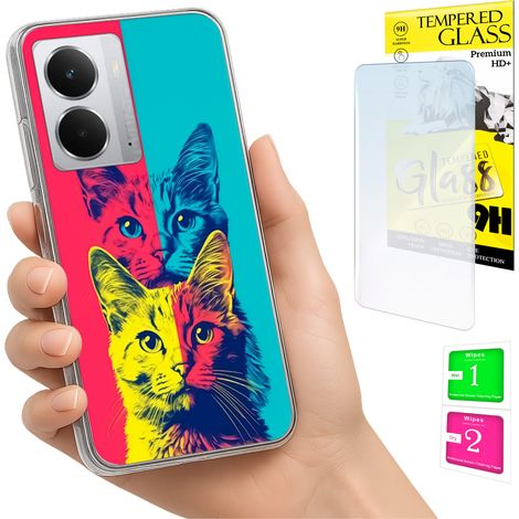 Funda para Realme 14 5G / 14T 5G con foto y cubierta trasera de gatos + cristal 9H (1/5)