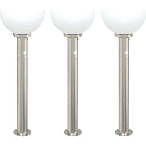 vidaXL Balizas luminosas con sensor, 3 unidades, 80 cm, acero inoxidable, IP44 (1/2)