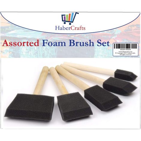 Lot de 5 pinceaux en Mousse pour Peinture Acrylique, Peinture, décoration, Vernis, Taches, Manche en Bois (5 pinceaux en Mousse de Tailles Assorties – 1 Paquet) (1/5)