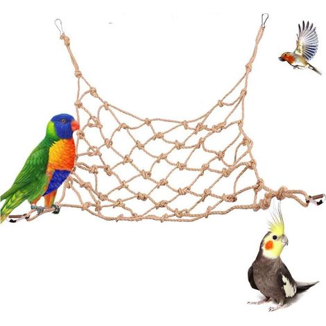 Filet à corde pour oiseaux - 24''X24'' Parrot Swing Hamac Oiseau Escalade Cage Suspendue (1/5)