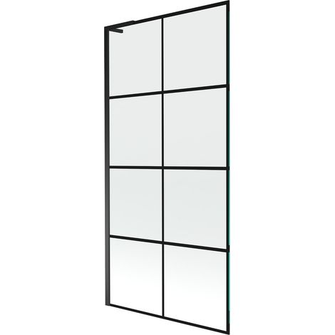 Mexen Next L paravento da doccia 1 anta 90 x 150 cm, griglia nera, nero - 895-090-000-03-77-70 (1/5)