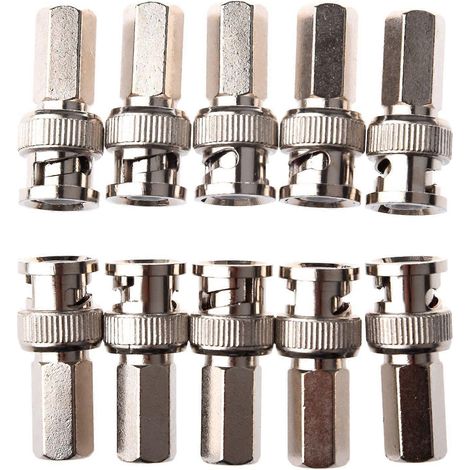 Connecteurs coaxiaux BNC mâles à visser pour vidéosurveillance RG59, lot de 10 (1/5)