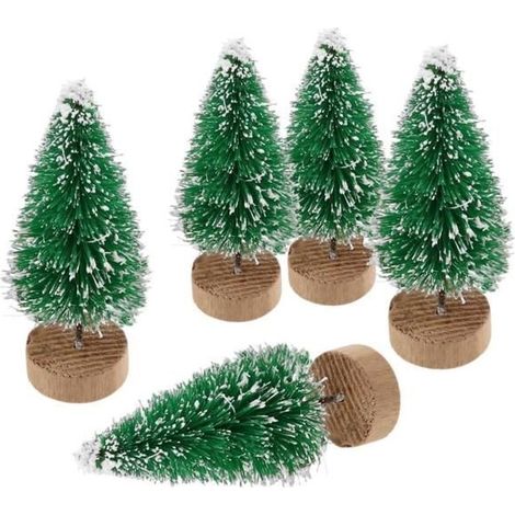Paket mit 10 künstlichen Mini-Weihnachtsbäumen zur Tischdekoration für den Innenbereich (Grün, Höhe 4,5 cm)