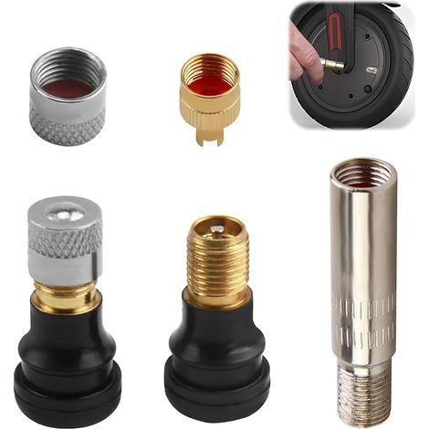 Valve d'air pour Pneus de Trottinette Électrique Xiaomi et Ninebot Max G30, Inclut Adaptateur d'Extension de Valve, Compatible avec Plusieurs Modèles de Scooters Électriques
