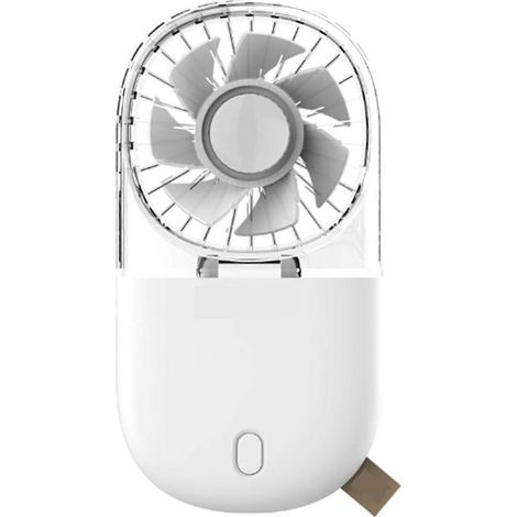 Ventilateur portable de bureau pliable à porter autour du cou, rechargeable par USB, couleur blanc transparent (1/4)