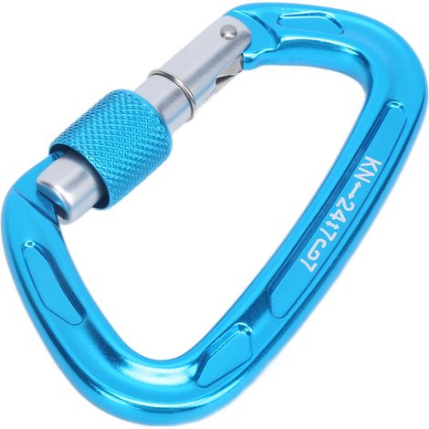 Mousqueton de type D, facile à connecter, sûr, durable, antidérapant, en aluminium aéronautique bleu. (1/5)