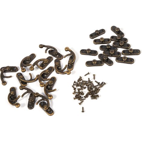 Vintage Holzbox mit antikem Zierverschluss für Schmuck und Geschenke – 12 Hakenverschlüsse mit Schrauben, Retro-Stil (1/5)