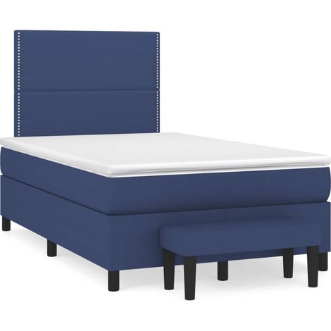 Sommier à lattes de lit avec matelas bleu 120x190 tissu (1/5)